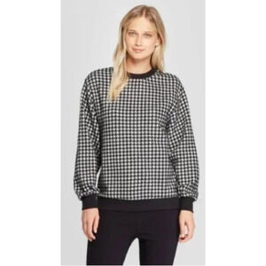WHO WHAT WEAR black and white houndstooth sweater M 8-10